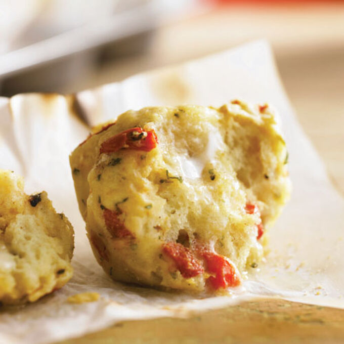 Feta, Roasted Pepper and Basil Muffins