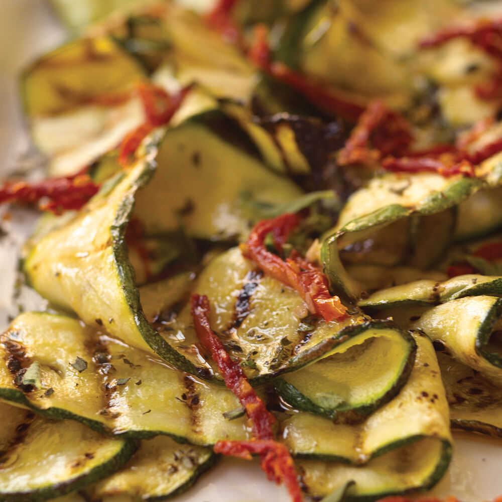 Marinated Grilled Zucchini with Oregano and DriedTomato Vinaigrette