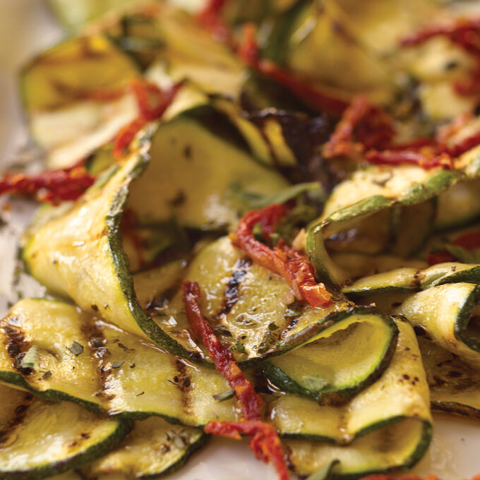 Marinated Grilled Zucchini with Oregano and Dried-Tomato Vinaigrette