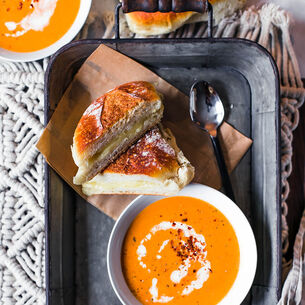 Roasted Tomato Soup with White Cheddar Panini