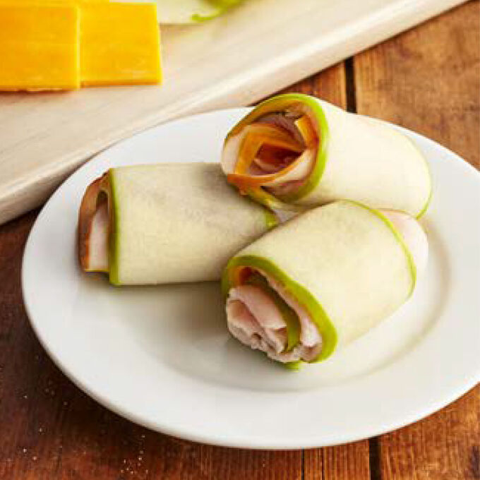 Apple Roll Ups with Ham and Cheddar