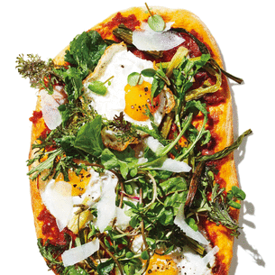 Fried Egg Flatbreads with Nduja and Mustard Greens from Bon App&#233;tit
