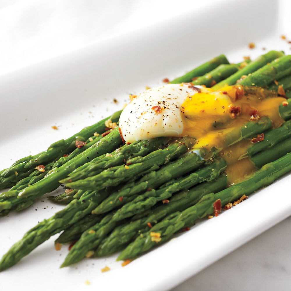 Asparagus with Egg and Crispy Pancetta Sur La Table