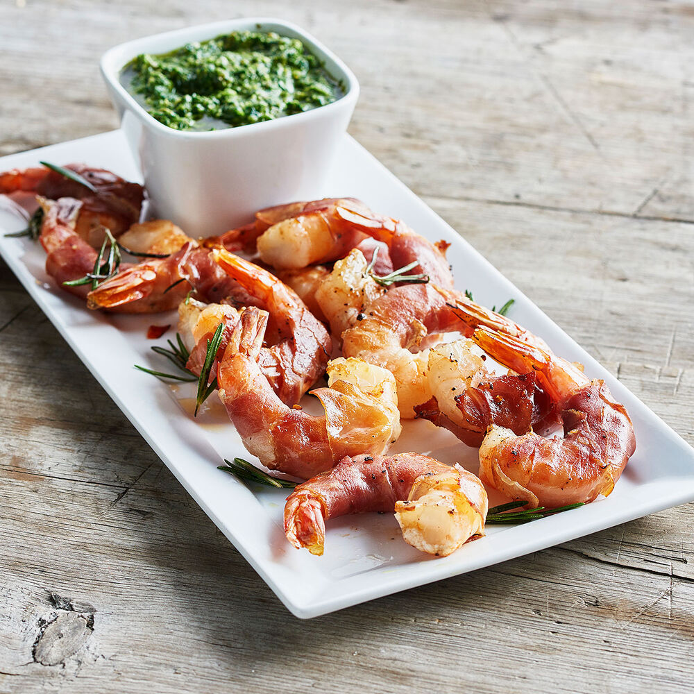ProsciuttoWrapped Shrimp with Salsa Verde Dipping Sauce Recipe Sur La Table