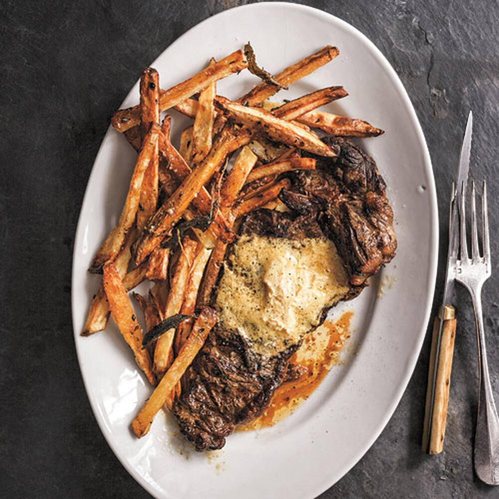 Steak with Mustard Butter and French Fries Recipe Sur La Table