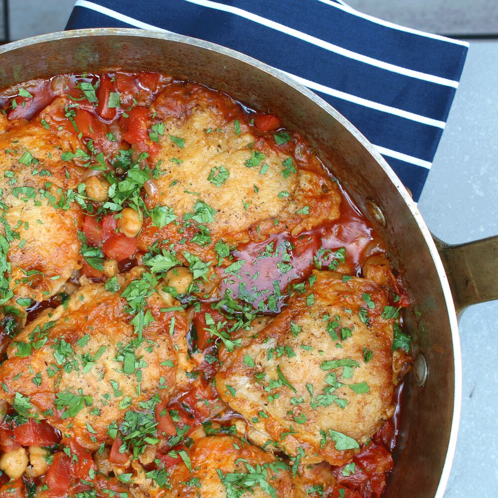 Moroccan Chicken with Chickpeas and Tomato Recipe | Sur La ...