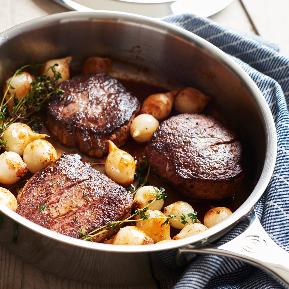 Sauteed Beef Medallions with Pearl Onion Red Wine Sauce Recipe Sur La
