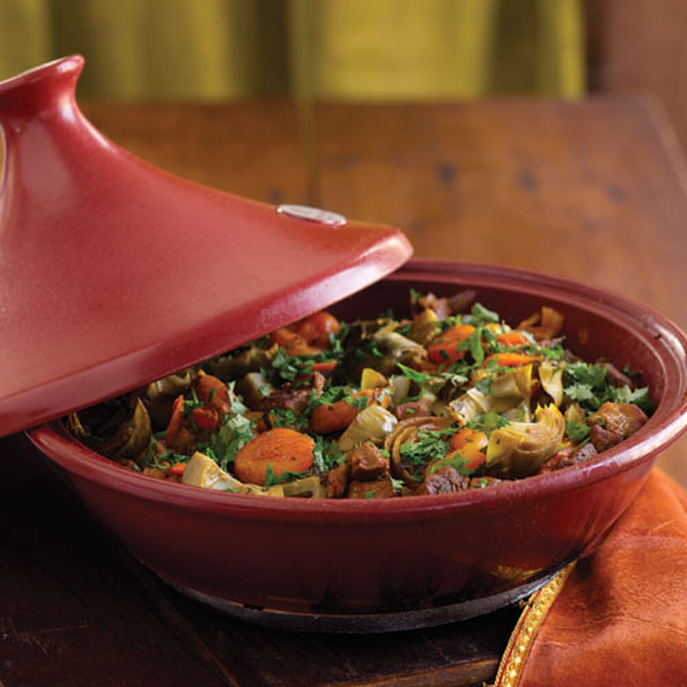 Lamb Tagine with Artichoke Hearts, Dried Apricots, and Preserved Lemon