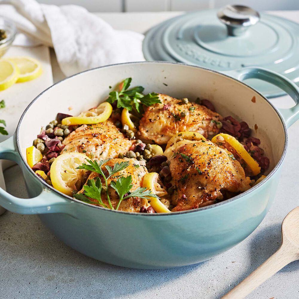 Roasted Chicken Thighs with Capers, Olives and Roasted Lemons Recipe