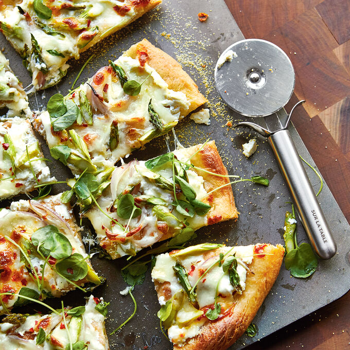 Watercress and Asparagus Pizza