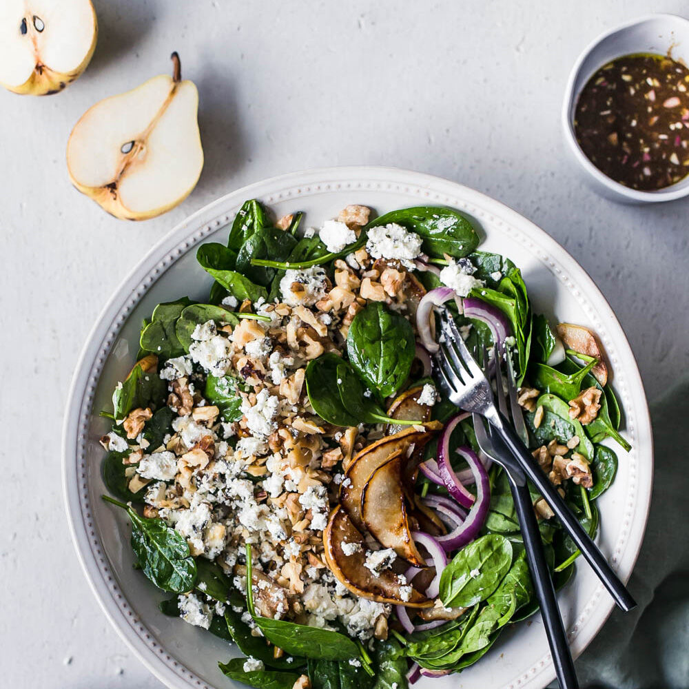 Spinach Salad With Caramelized Pears And Goat Cheese Recipe