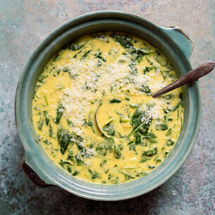 Red Lentil Soup with Coconut Milk and Spinach