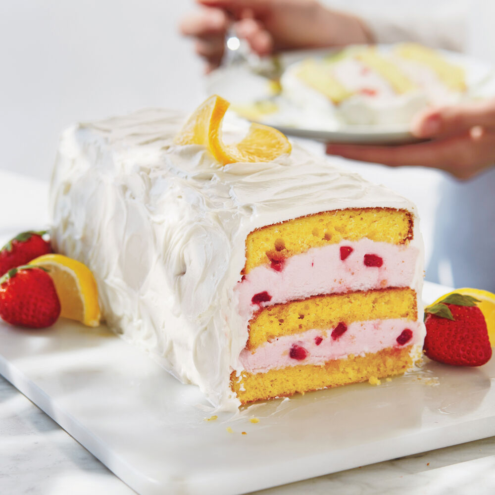 Strawberry Lemon Ice Cream Layer Cake Recipe Sur La Table Made with moist lemon cake.lemon mascarpone layer cake. strawberry lemon ice cream layer cake