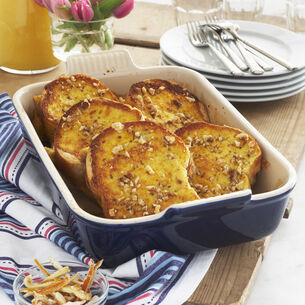Orange-Scented French Toast Strata with Candied Lemon Zest