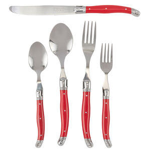 French Home Scarlet Red Laguiole Flatware, Set of 20