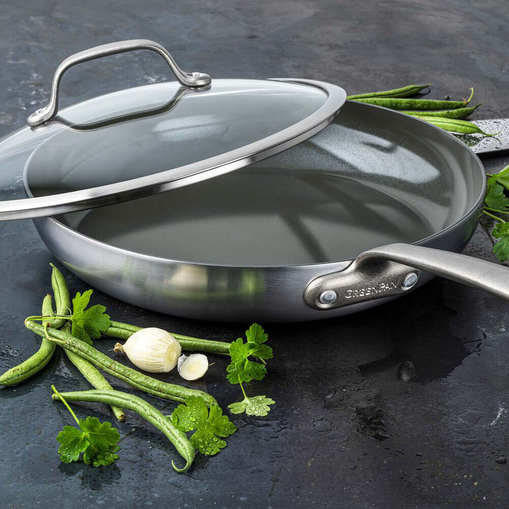 GreenPan Craft Steel Nonstick Skillet with Lid, 12" Sur La Table