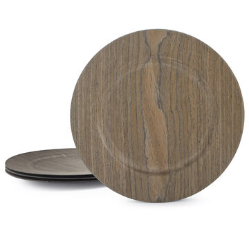 Wood-Grain Chargers, Set of 4