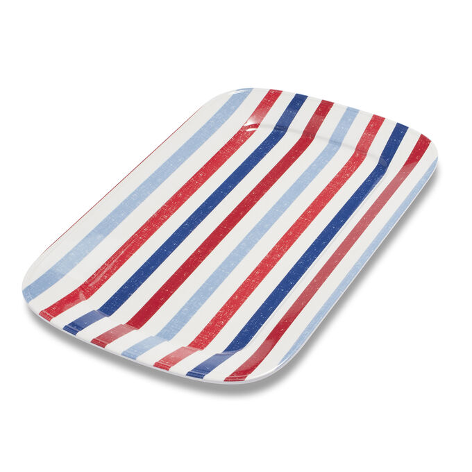 Fourth of July Striped Rectangle Platter, 19&#34; x 11&#34;