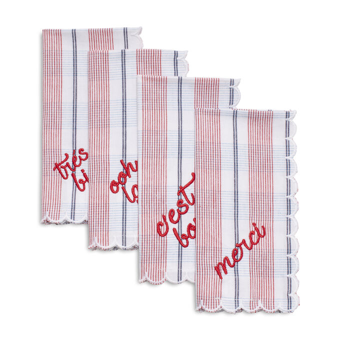 French Scalloped Napkins, Set of Four