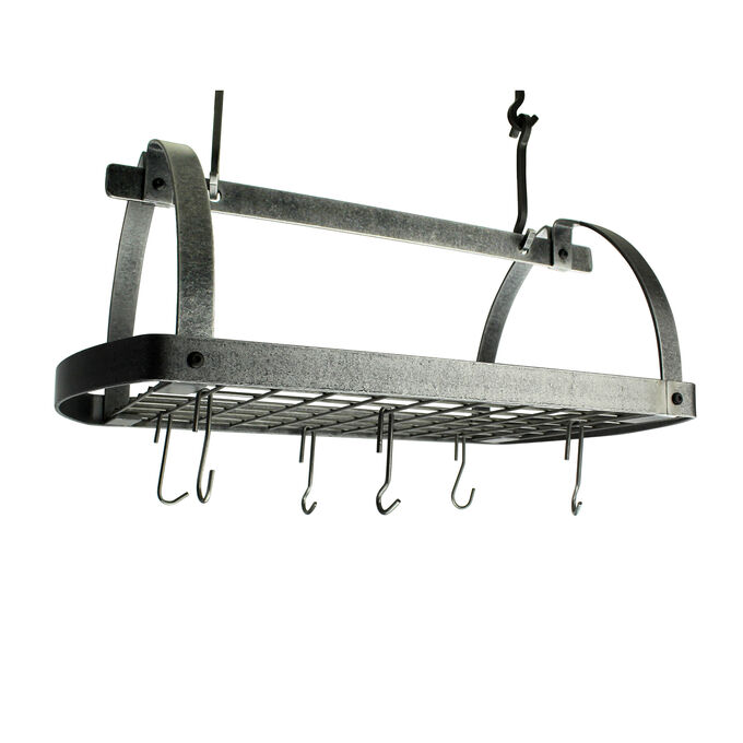Enclume Hammered Steel Low Ceiling Oval Pot Rack