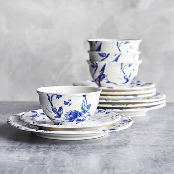 Blue Floral 12-Piece Dinnerware Set