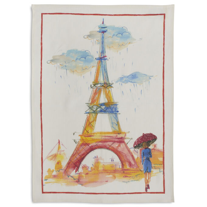 Eiffel Tower Linen Kitchen Towel, 28&#34; x 20&#34;