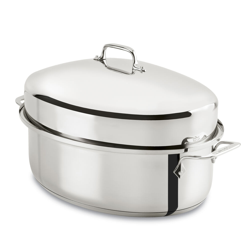 All-Clad Stainless Steel Covered Oval Roaster | Sur La Table All Clad Stainless Steel Oval Roaster