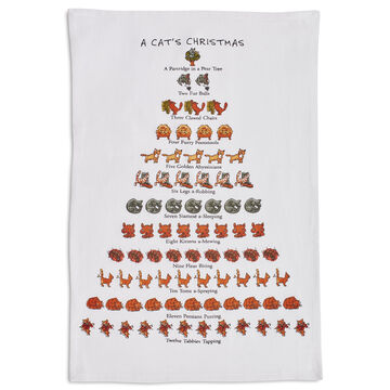 The Cat Lover&#8217;s 12 Days of Christmas Flour Sack Towel, 26&#34; x 18&#34;