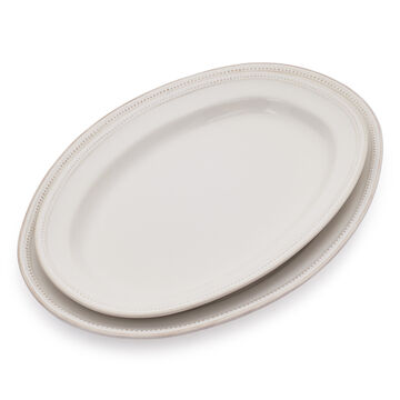 Pearl Stoneware Oval Platters, Set of 2