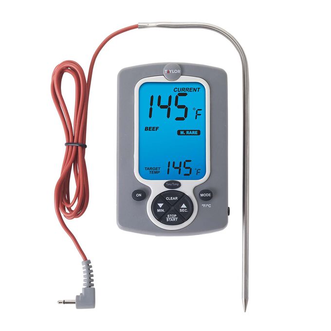 Taylor Digital Programmable Wired Probe Thermometer Gray