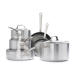 GreenPan Craft Steel 10-Piece Cookware Set with Bonus Pan Protectors 