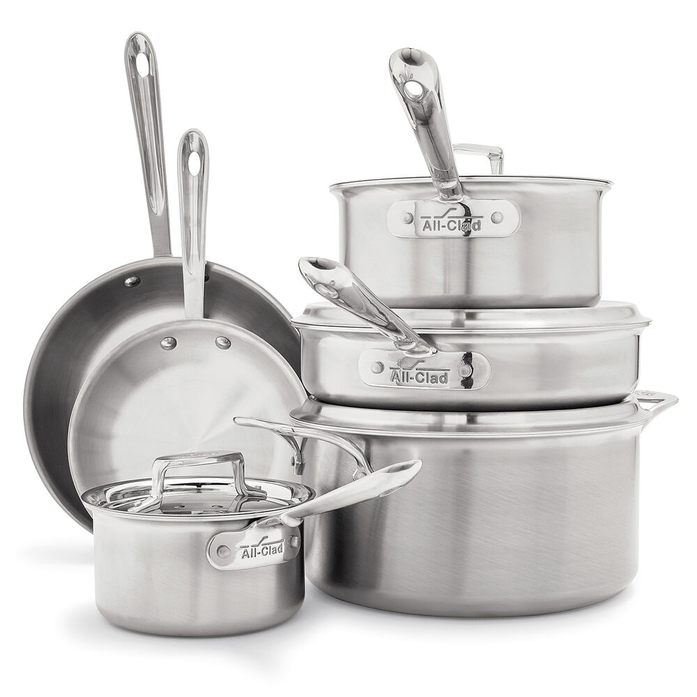 All Clad D5 Brushed Stainless Steel 10 Piece Set Sur La Table All Clad D5 Brushed Stainless Steel 10