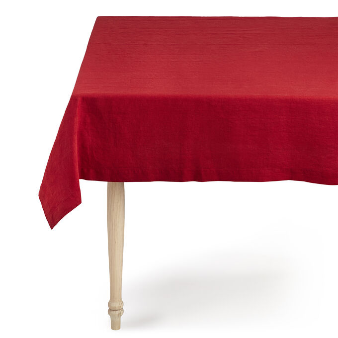Cranberry Linen Tablecloth