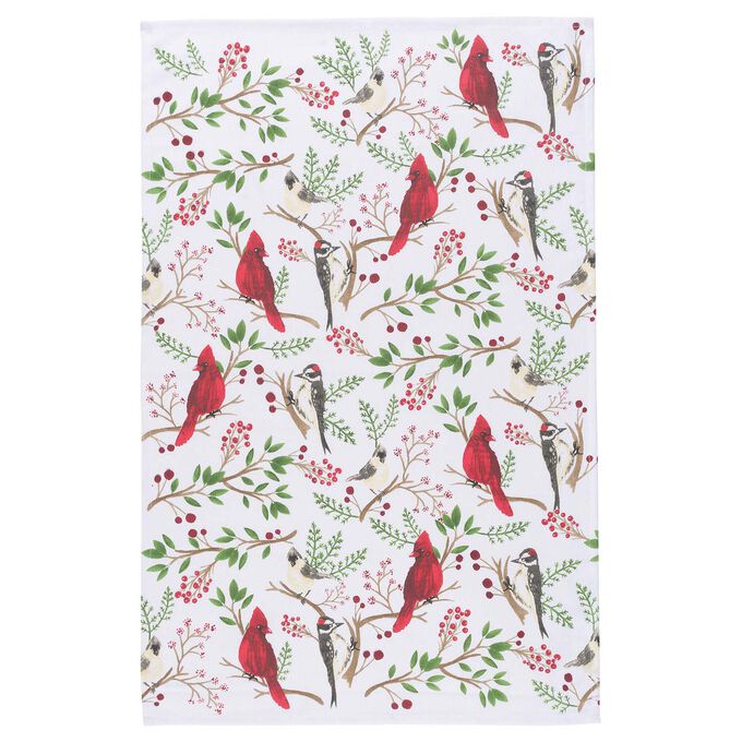 Winter Birds Kitchen Towel, 28&#34; x 18&#34;