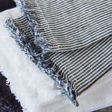 Frayed Stripe Linen Napkins, Set of 4