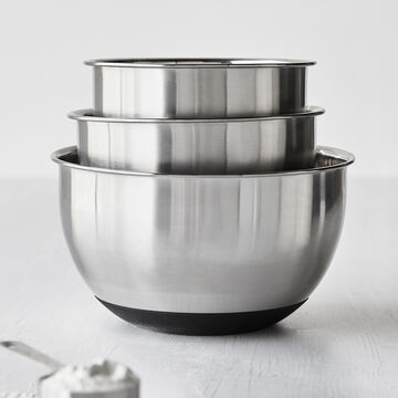 Non-Skid Stainless Steel Mixing Bowls, Set of 3