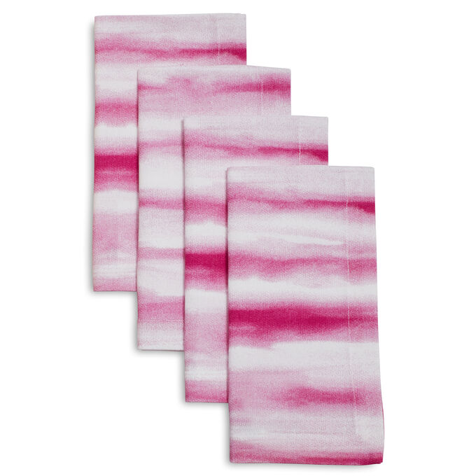 Pink Watercolor Striped Napkins, Set of 4