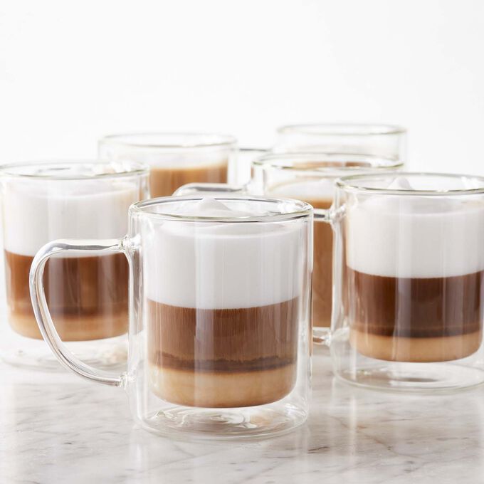 Sur La Table Doppio Double-Wall Coffee Glasses, Set Of 6