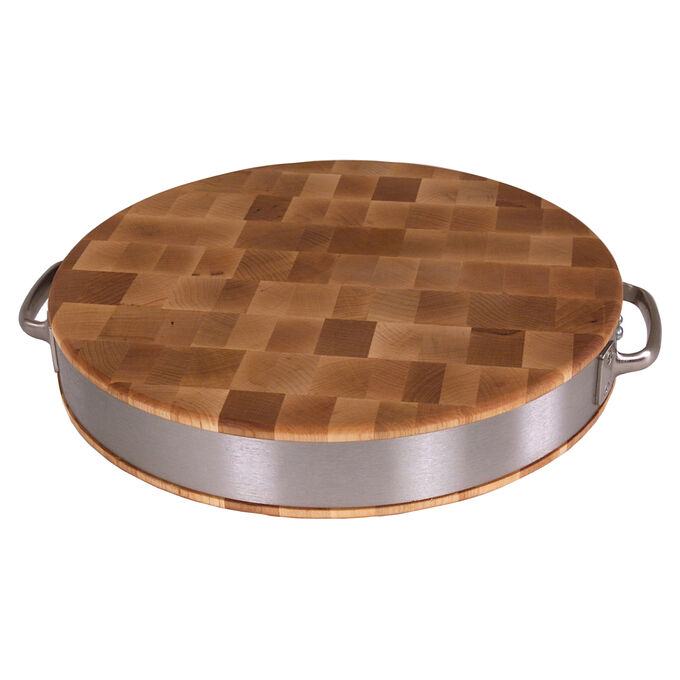 John Boos & Co. Maple End-Grain Chopping Block with Stainless Steel Handles, 15&#34; 