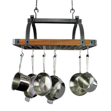 Enclume Hammered Steel &#38; Tigerwood Signature Ceiling Pot Rack