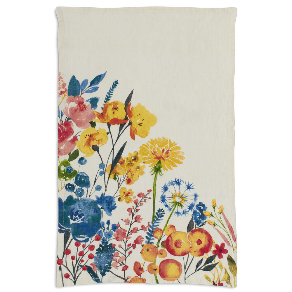 Multicolor Floral Linen Kitchen Towel, 28" x 18" | Sur La ...