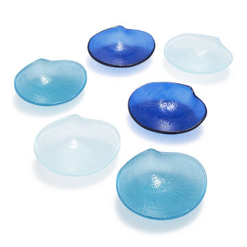 Glass Seashell Dishes, Set of 6