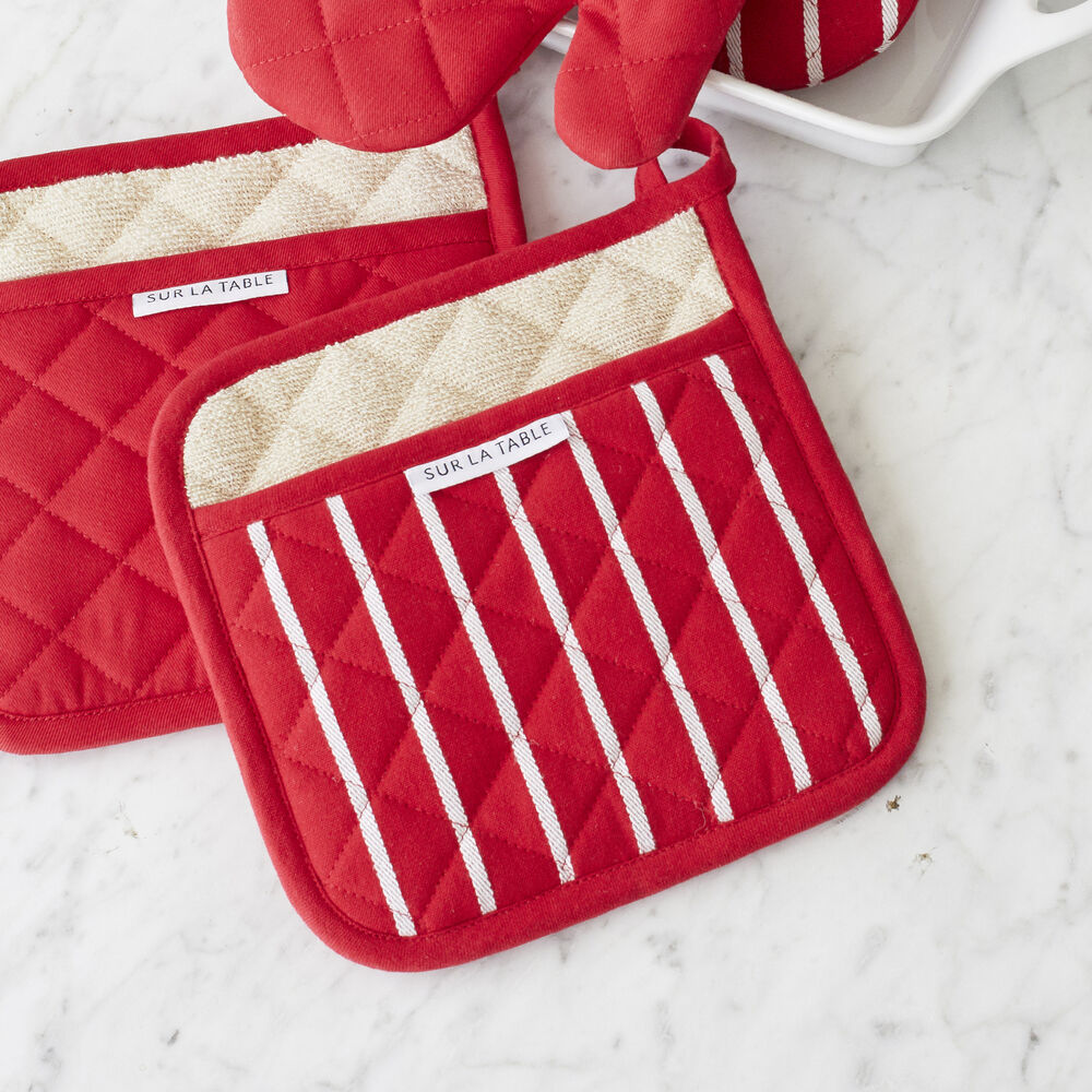 Red Butcher Stripe Pot Holder Sur La Table
