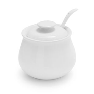 Porcelain Sugar Bowl with Lid and Serving Spoon