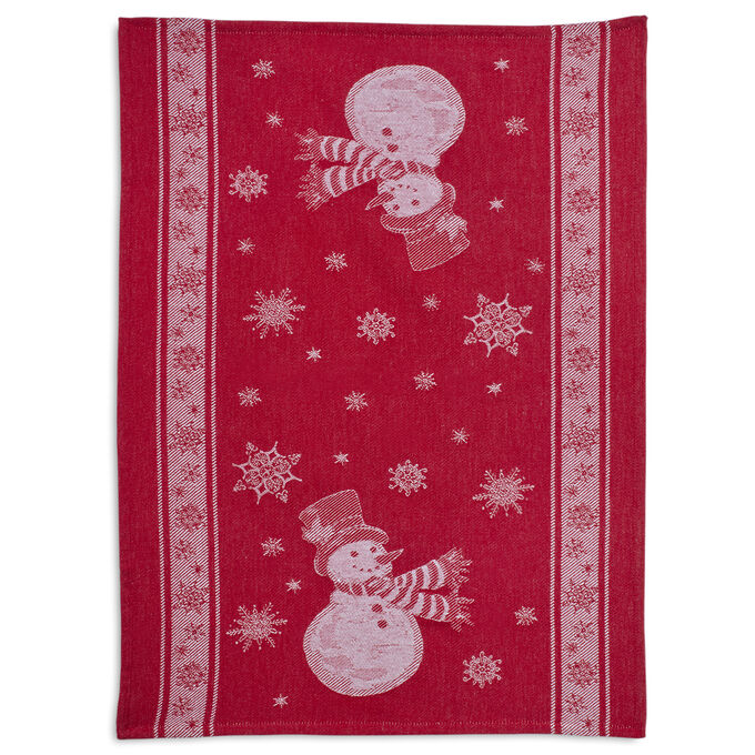 Red Snowman Jacquard Kitchen Towel, 28&#34; x 20&#34;