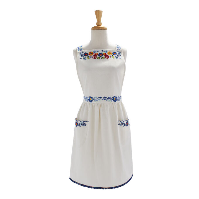 Embroidered Flora Apron, 32&#34; x 19&#34;