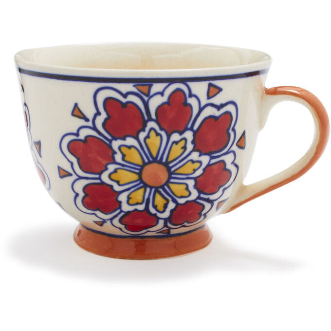 Red Floral Ceramic Cup, 12 oz.