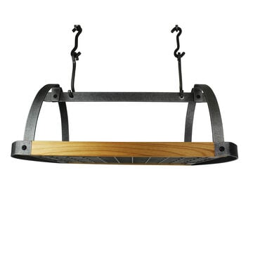 Enclume Hammered Steel &#38; Alder Wood Signature Oval Ceiling Pot Rack