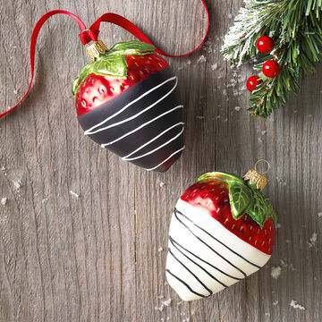 White Chocolate Covered Strawberry Glass Ornament