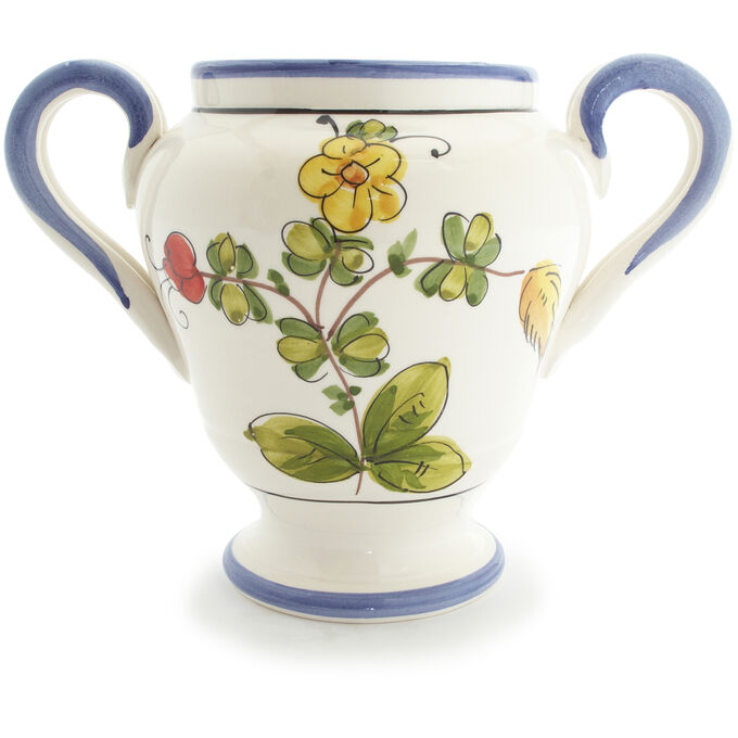 Italian Hand-Painted Vase with Flower Design